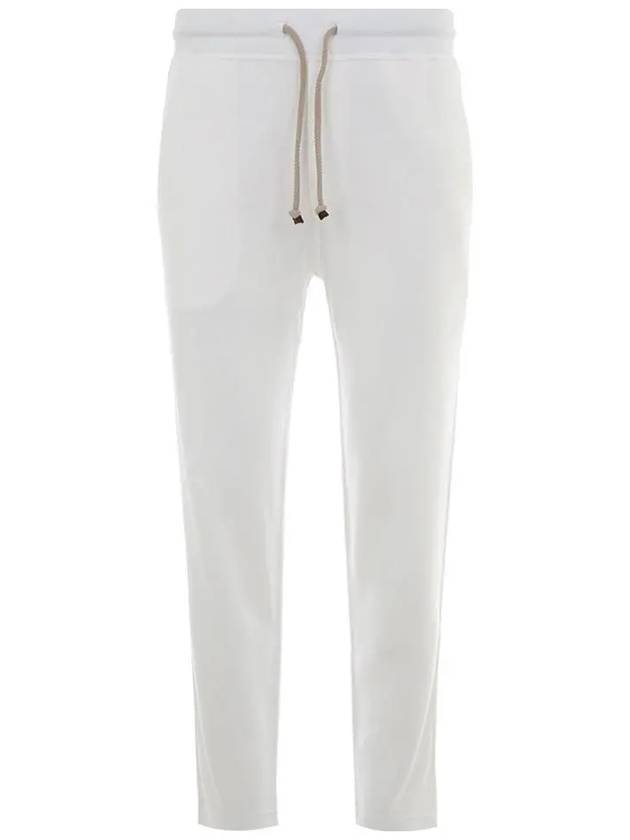 Drawstring Cotton Track Pants White - BRUNELLO CUCINELLI - BALAAN.