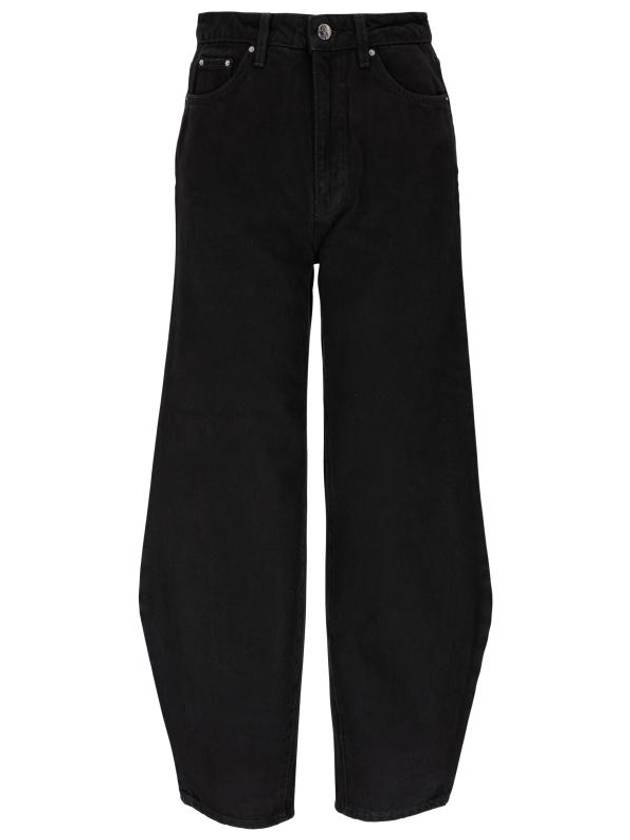 High Waist Barrel Leg Cropped Wide Jeans Black - TOTEME - BALAAN 2