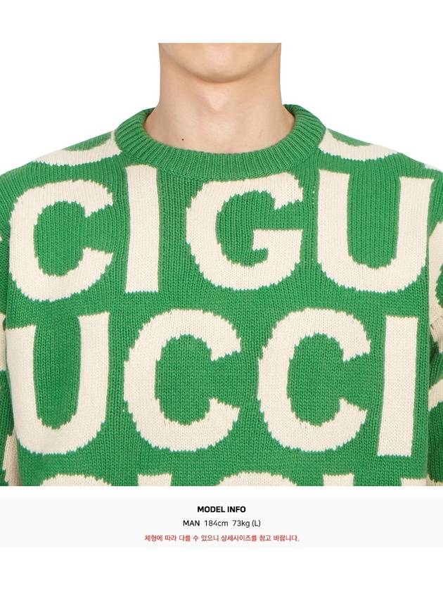 Logo Intarsia Knit Top Green - GUCCI - BALAAN 6