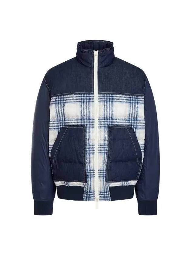 Men s Check Pattern Denim Duck Down Padded Jacket Dark Indigo 270605 - ARMANI EXCHANGE - BALAAN 1