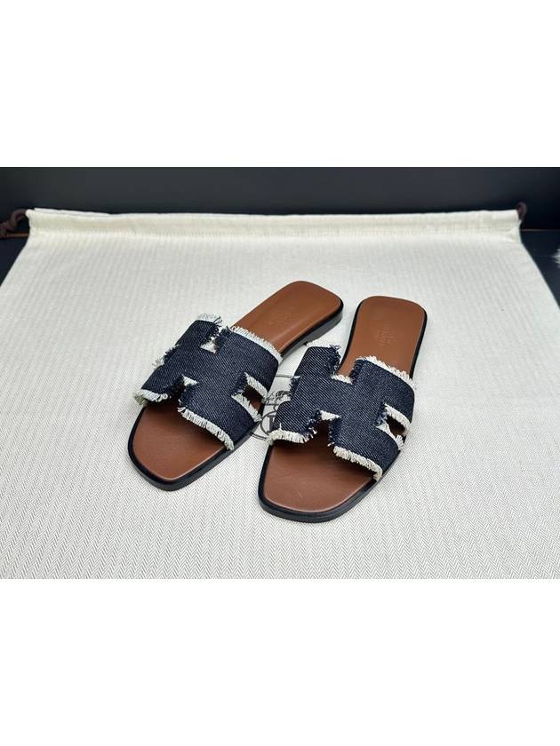 Oran Denim Sandals Blue - HERMES - BALAAN 3