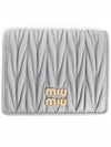 Matelasse Leather Half Wallet Pearl Grey - MIU MIU - BALAAN 3