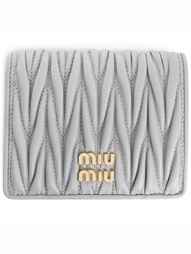 Matelasse Leather Half Wallet Pearl Grey - MIU MIU - BALAAN 3