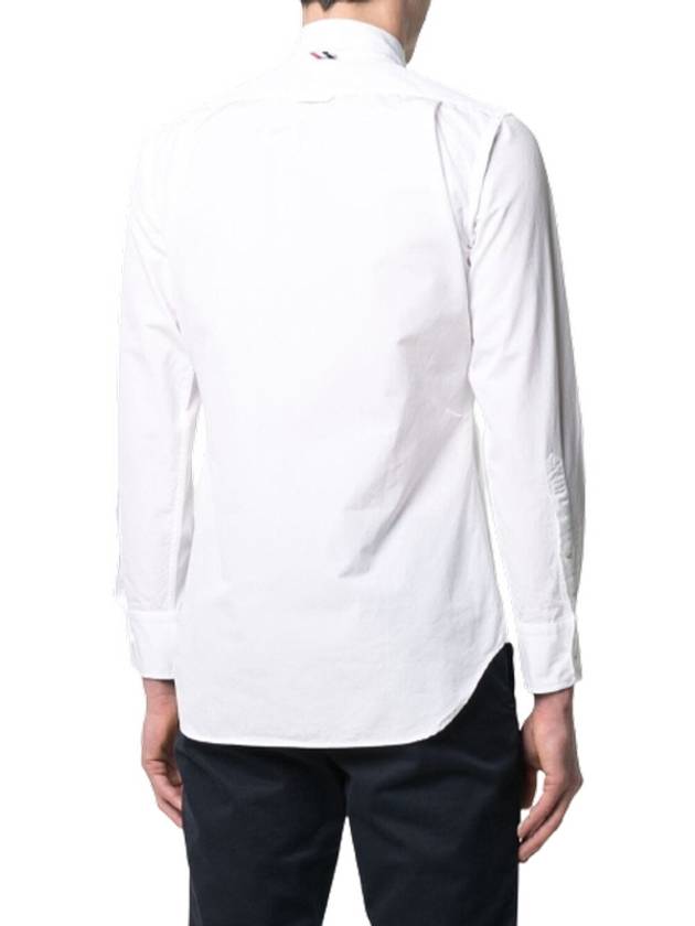 Men's Grosgrain Placket Solid Poplin Long Sleeve Shirt White - THOM BROWNE - BALAAN 4