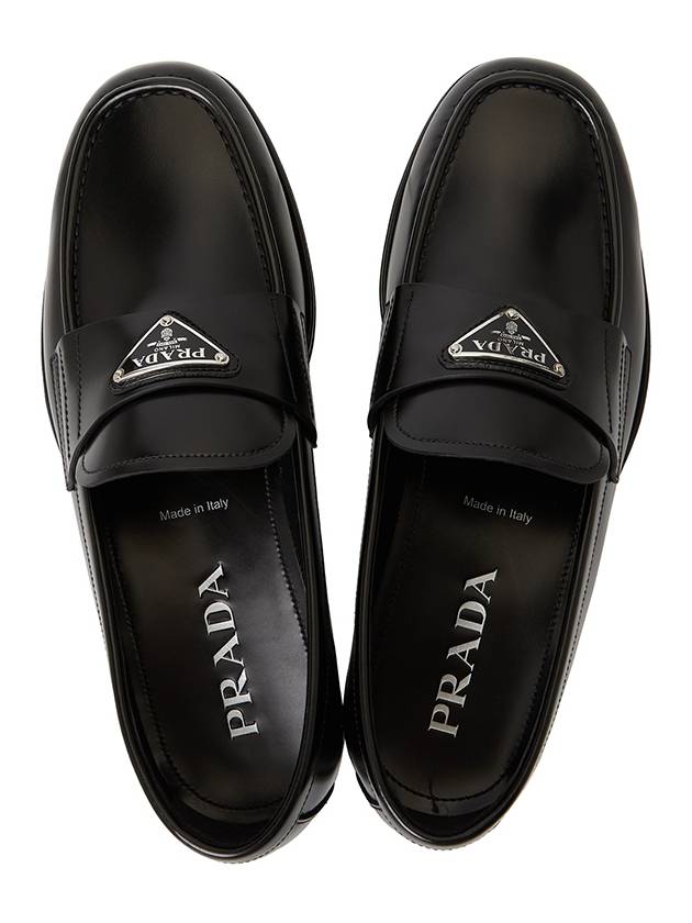 Brushed Leather Loafers Black - PRADA - BALAAN 3