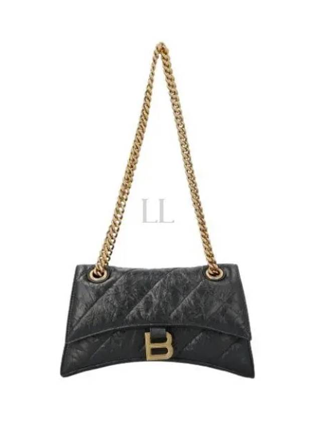 Women's Crush Logo Gold Chain Small Shoulder Bag Black - BALENCIAGA - BALAAN 2