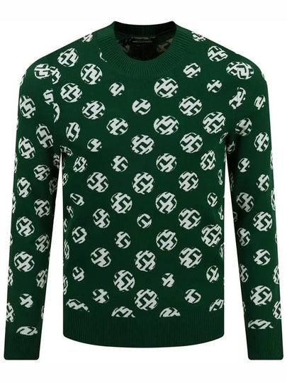 Men's Golf Gus Jacquard Crew Neck Sweater Green - J.LINDEBERG - BALAAN 2