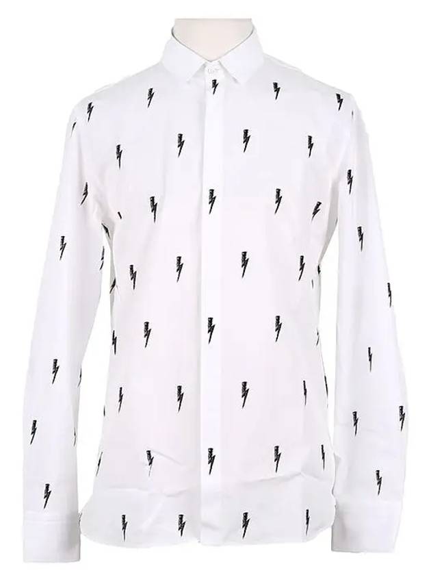 Lightning Sketch Printing White Shirt PBCM1104A M - NEIL BARRETT - BALAAN 6