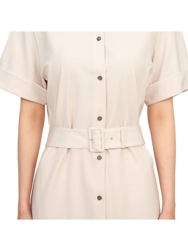 Women's Belt Wool Blend Midi Dress Beige - THEORY - BALAAN 10