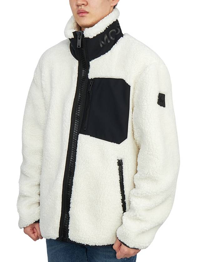 Men's Sagrek Shearling Fleece Zip-Up Jacket Ivory - MOOSE KNUCKLES - BALAAN 6