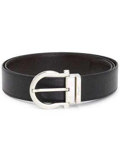 Gancini Reversible Leather Belt Black - SALVATORE FERRAGAMO - BALAAN 2