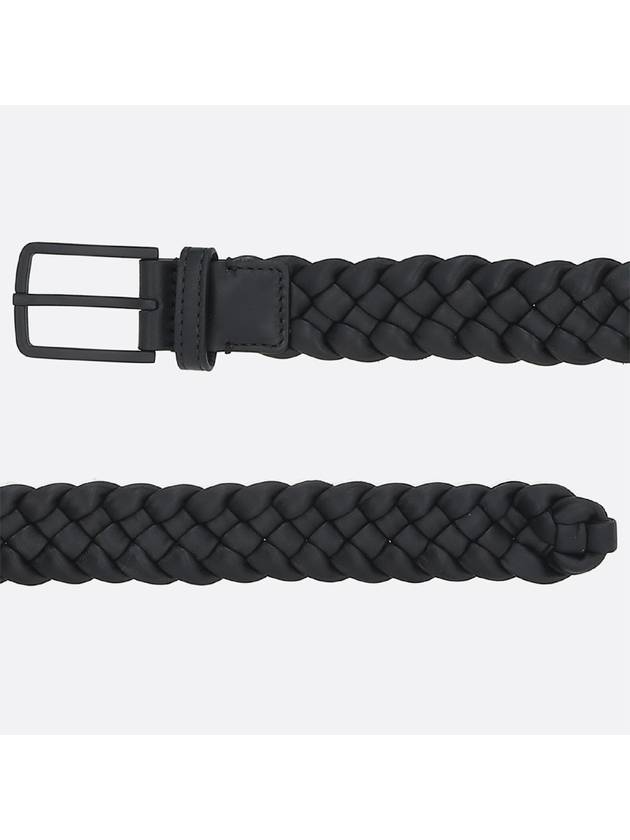 Men's Woven Leather Belt Black - BOTTEGA VENETA - BALAAN 3