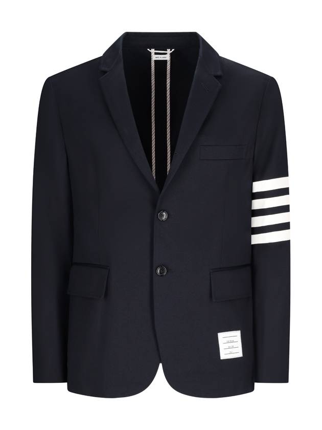 4 Bar Armband Cotton Blazer Jacket Navy - THOM BROWNE - BALAAN 2