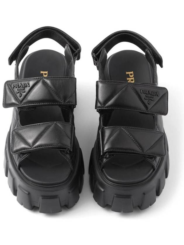 Logo Monolith Sandals Black - PRADA - BALAAN 5