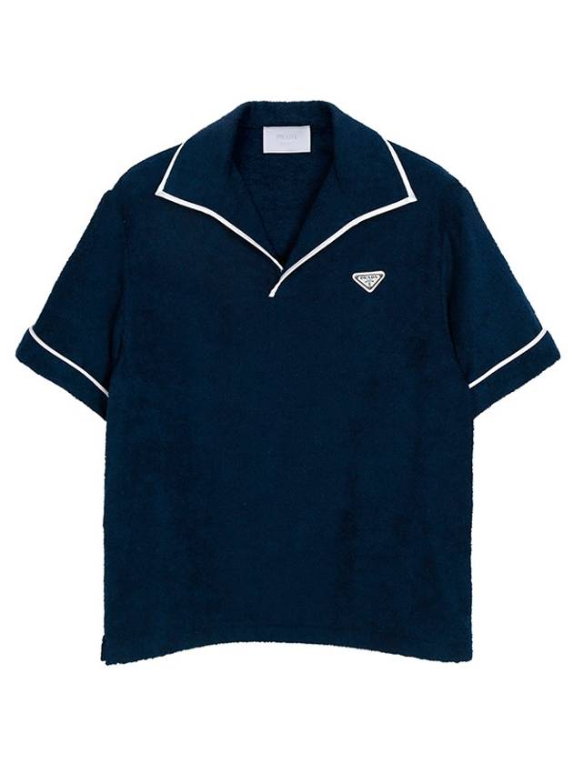 Heavy Cotton Short Sleeve Polo Shirt Blue - PRADA - BALAAN 1