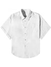 Men's Pocket Cotton Short Sleeve Shirt White - AMI - BALAAN 1