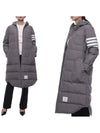 Downfilled Ripstop Classic 4 Striped Hoodie Down Long Padding Grey - THOM BROWNE - BALAAN 2