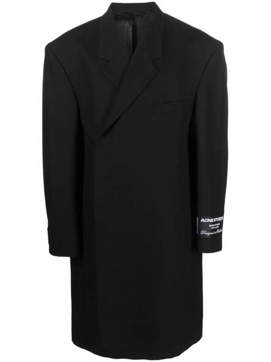 Studios Logo Patch Wool Over Double Coat Black - ACNE STUDIOS - BALAAN 1