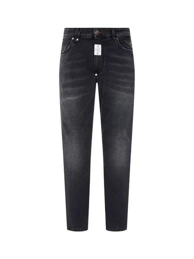 Men s Hexagon Button Detroit Fit Jeans Washed Black - PHILIPP PLEIN - BALAAN 1