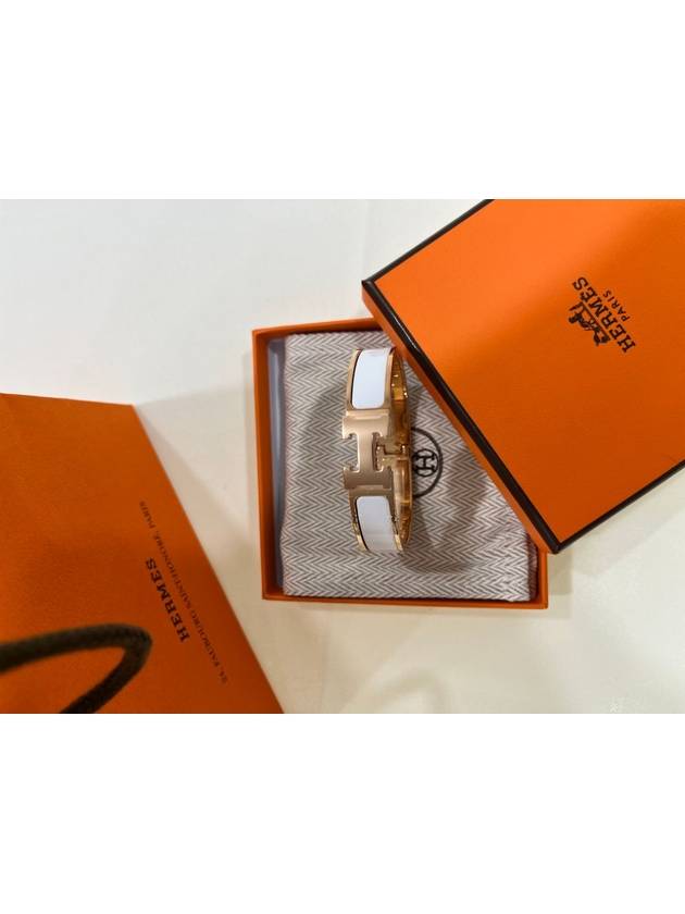 Clic H Bracelet Rose Gold Blanc - HERMES - BALAAN 5