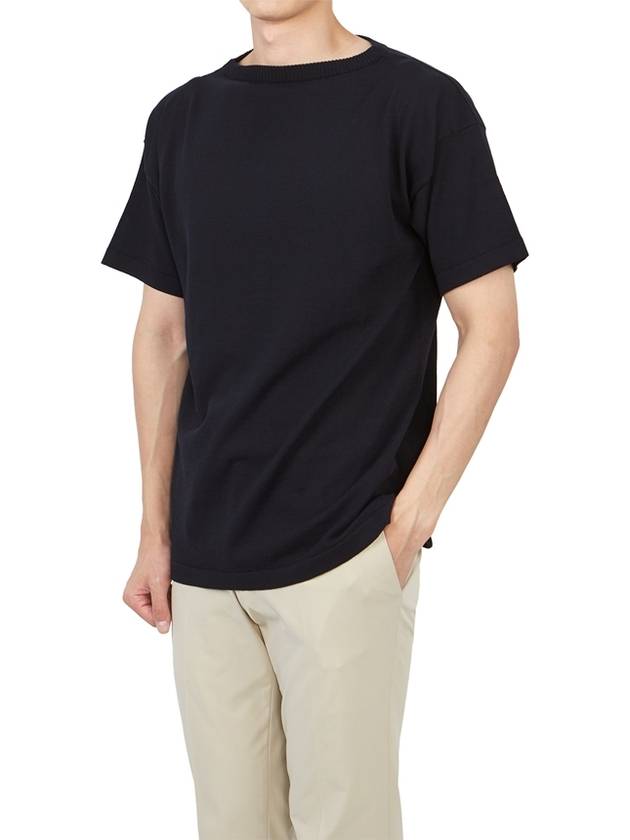 Boatman Organic Cotton Short Sleeve Knit Top Navy - ANDERSEN-ANDERSEN - BALAAN 6