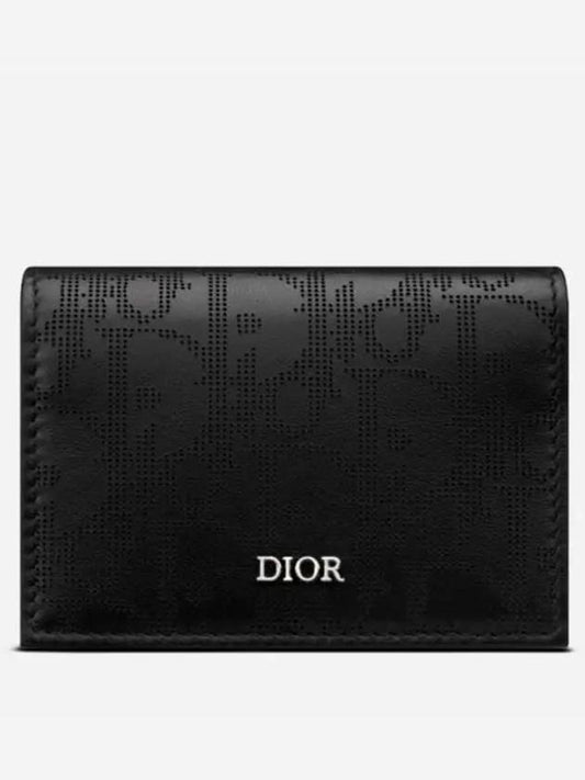 Oblique Punching Business Card Wallet Black - DIOR - BALAAN 2
