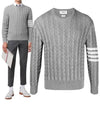 Diagonal Armband Cable Knit Top Grey - THOM BROWNE - BALAAN 2