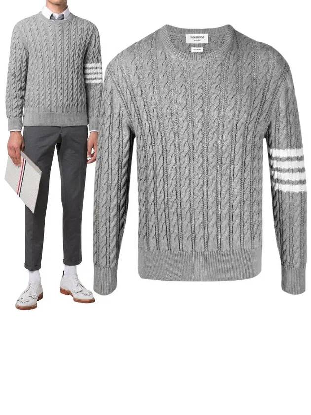 Diagonal Armband Cable Knit Top Grey - THOM BROWNE - BALAAN 2