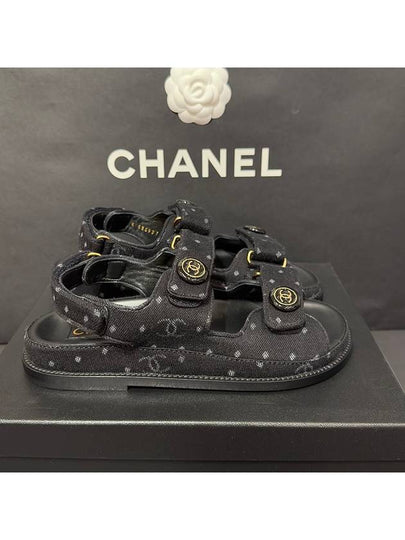 Sandals 365 Black Denim Velcro Sandals - CHANEL - BALAAN 2