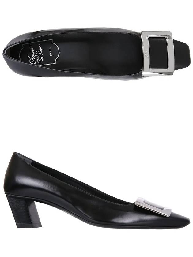 Women's Buckle Patent Leather 45mm Square Toe Pumps Heels Black - ROGER VIVIER - BALAAN 3