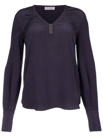 V-neck long sleeve top MB993BK102 C8901 NIGHT SKY B0170444574 - BRUNELLO CUCINELLI - BALAAN 2