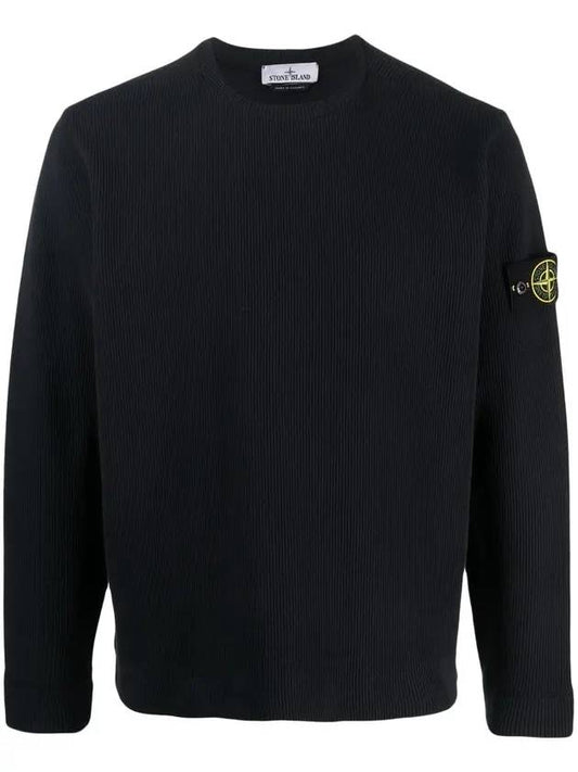 Men's Wappen Patch Crewneck Knit Sweatshirt Navy Blue - STONE ISLAND - BALAAN 1