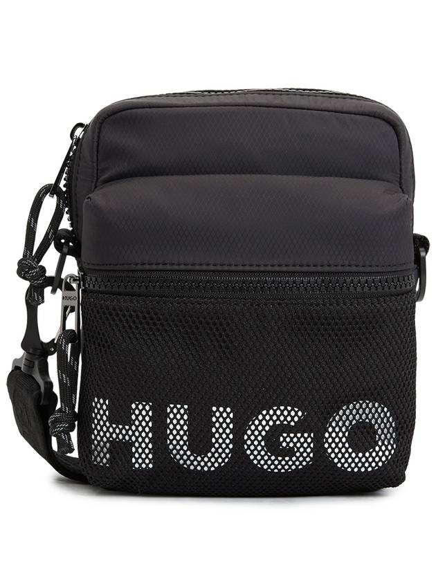 Contrast Logo Mesh Overlay Reporter Bag Black - HUGO BOSS - BALAAN 2