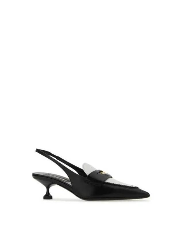 Embossed Logo Slingback Heel White Black - MIU MIU - BALAAN 3