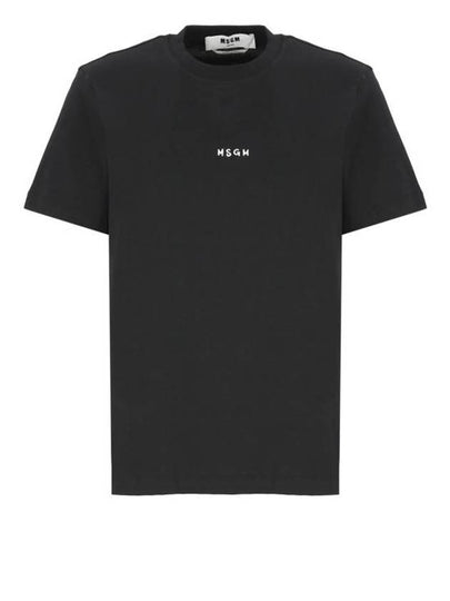 Micro Brushed Logo Cotton Short Sleeve T-Shirt Black - MSGM - BALAAN 2