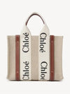 Woody Small Canvas Tote Bag White Brown Beige - CHLOE - BALAAN 3