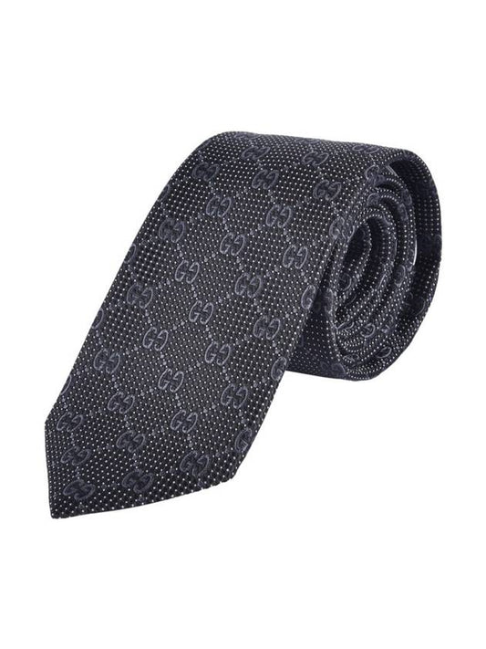 Men's GG Dot Pattern Silk Necktie Grey - GUCCI - BALAAN 1