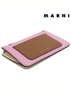 Saffiano Two-Tone Zipper Card Wallet Pink Brown - MARNI - BALAAN 6