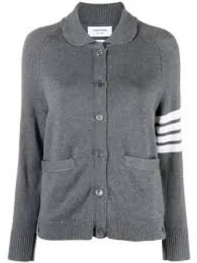 Women's 4 Bar Raglan Wool Polo Cardigan Grey - THOM BROWNE - BALAAN 2