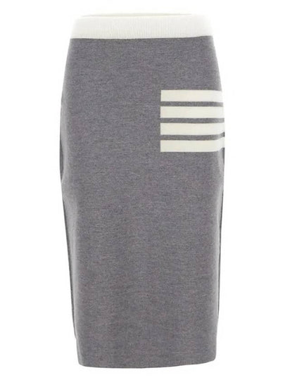 Double Face Merino 4 Bar A Line Skirt Light Grey - THOM BROWNE - BALAAN 2