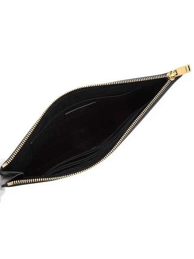 Tiny Gold Monogram Logo Medium Clutch Bag Black - SAINT LAURENT - BALAAN 5