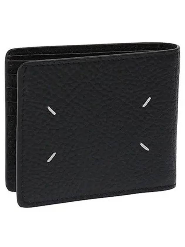 Stitched Leather Bifold Half Wallet Black - MAISON MARGIELA - BALAAN 2