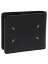 Stitched Leather Bifold Half Wallet Black - MAISON MARGIELA - BALAAN 3