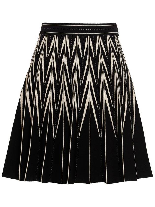 Jacquard Knit Pleated Skirt Black - ALEXANDER MCQUEEN - BALAAN 1