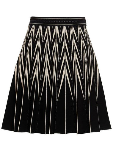 Jacquard Knit Pleated Skirt Black - ALEXANDER MCQUEEN - BALAAN 1