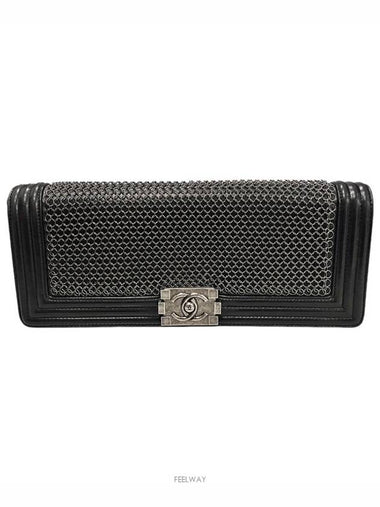 Clover Boy Chainmail Long Clutch Black - CHANEL - BALAAN 1