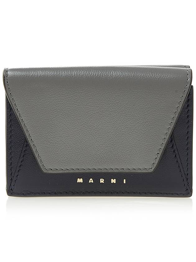 Logo Leather Half Wallet Grey - MARNI - BALAAN 2