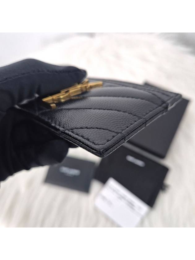 Matelasse monogram card wallet black - SAINT LAURENT - BALAAN 5