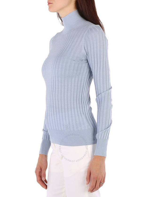 Burberry Pale Blue Abbi High-Neck Silk Sweater, Size X-Small - BURBERRY - BALAAN 3