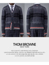 Donegal Tartan Stripe V-Neck Cardigan Grey - THOM BROWNE - BALAAN 4